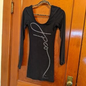Joshua Perets Y2K Black Long Sleeve Dress with Rhinestone Design